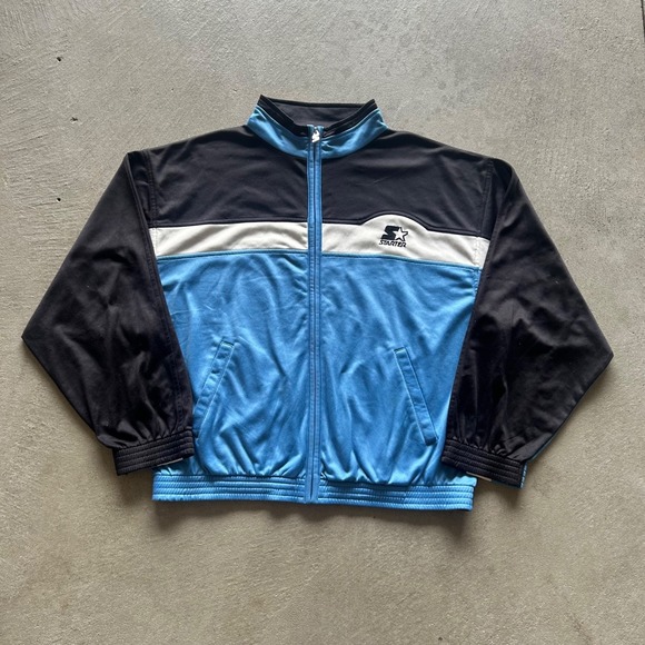 STARTER Other - Vintage 90s Starter Jacket Size Large Black Blue Full Zip Embroidered Logo